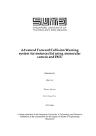 Advanced forward collision warning system for motorcyclist using monocular camera and IMU