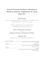 Neural Networks Predictive Modeling in Business Analytics Applications for Large Data Sets