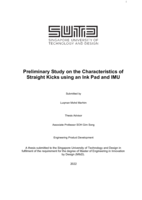 Preliminary study on the characteristics of straight kicks using an ink pad and IMU