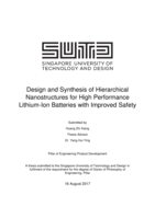 Design and Synthesis of Hierarchical  Nanostructures for High Performance  Lithium-Ion Batteries with Improved Safety
