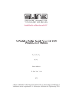 A Portable Solar Panel Powered CDI Desalination Station