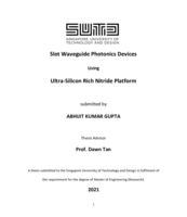 Slot waveguide photonics devices using ultra-silicon rich nitride platform