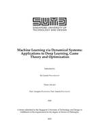 Machine learning via dynamical systems: applications to deep learning, game theory and optimization