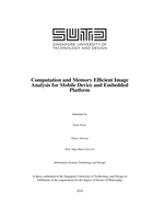 Computation and Memory Efficient Image Analysis for Mobile Device and Embedded Platform