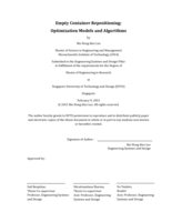 Empty Container Repositioning:   Optimization Models and Algorithms