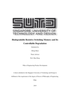 Biodegradable resistive switching memory and its controllable degradation