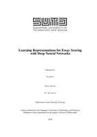 Learning Representations for Essay Scoring with Deep Neural Networks