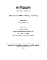 Affordances of 3D food printing technology