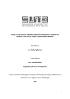 Design of Inductorless CMOS Broadband Transimpedance Amplifier for Receiver Front End of Optical Communication Network