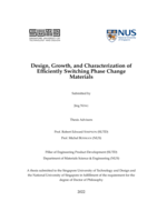 Design, growth, and characterization of efficiently switching phase change materials
