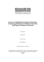 Essays in modelling complex networks: analyzing problems in portfolio selection and sparse random networks