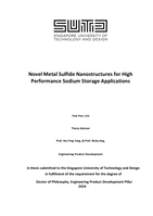 Novel metal sulfide nanostructures for high performance sodium storage applications