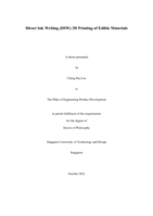 Direct Ink Writing (DIW) 3D printing of edible materials