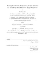 Bearing Selection in Engineering Design: Criteria for Knowledge Based Decision Support Systems
