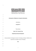 Development of Materials for Capacitive Deionization