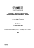 Framework for selection of cleaning robots using multiple attribute decision making approach