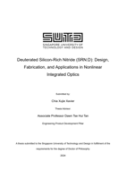 Deuterated Silicon-Rich Nitride (SRN:D): Design, Fabrication, and Applications in Nonlinear Integrated Optics